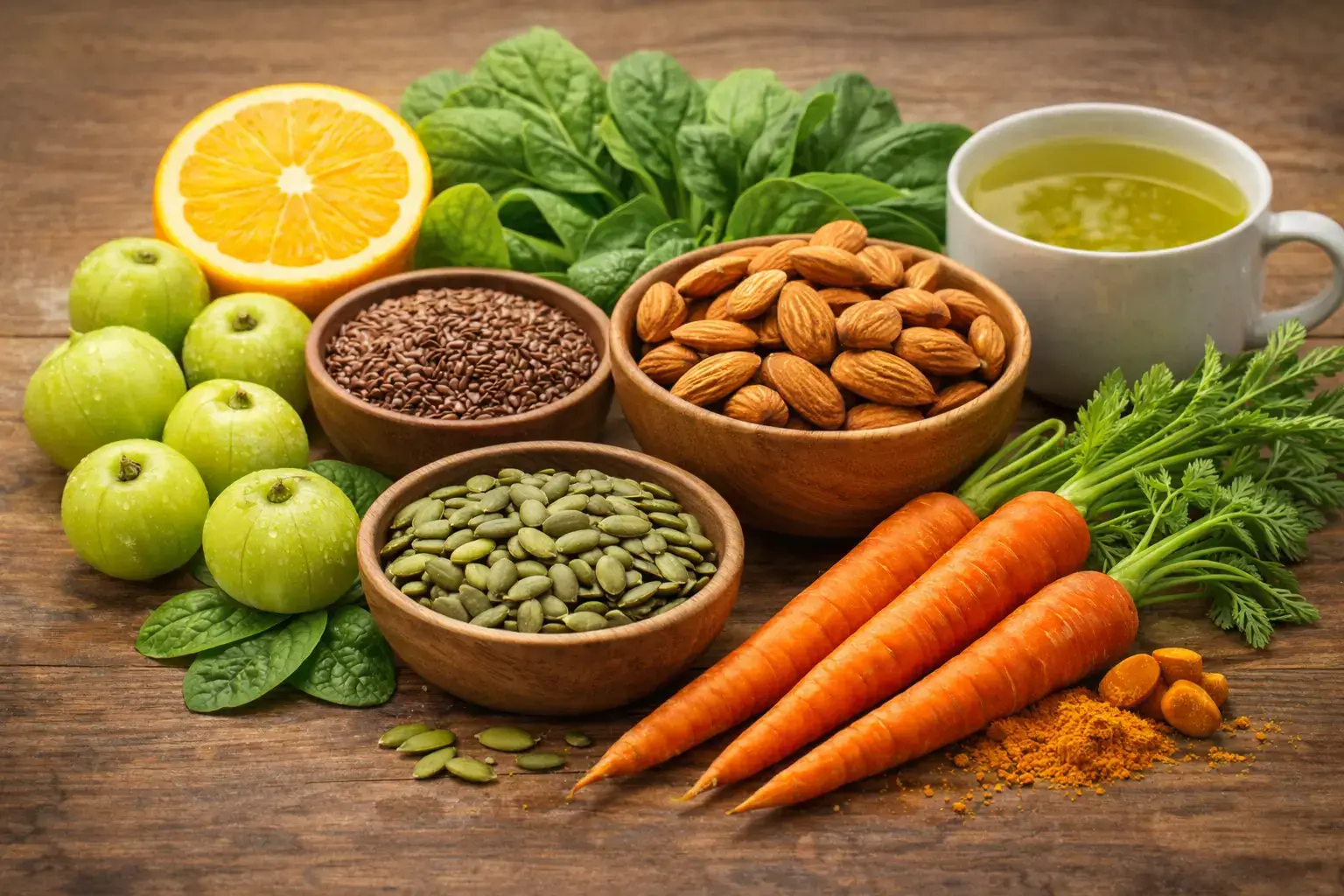 Indian foods rich in vitamin C, E, A, omega-3, zinc, selenium and polyphenols